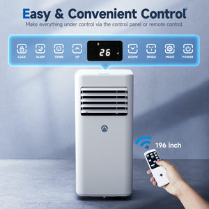 Portable Air Conditioners, 10000 BTU Portable AC for Room up to 450 Sq. Ft., 3-in-1 AC Unit, Dehumidifier & Fan with Digital Display, Remote Control, Window Installation Kit, 24H Timer, Sleep Mode